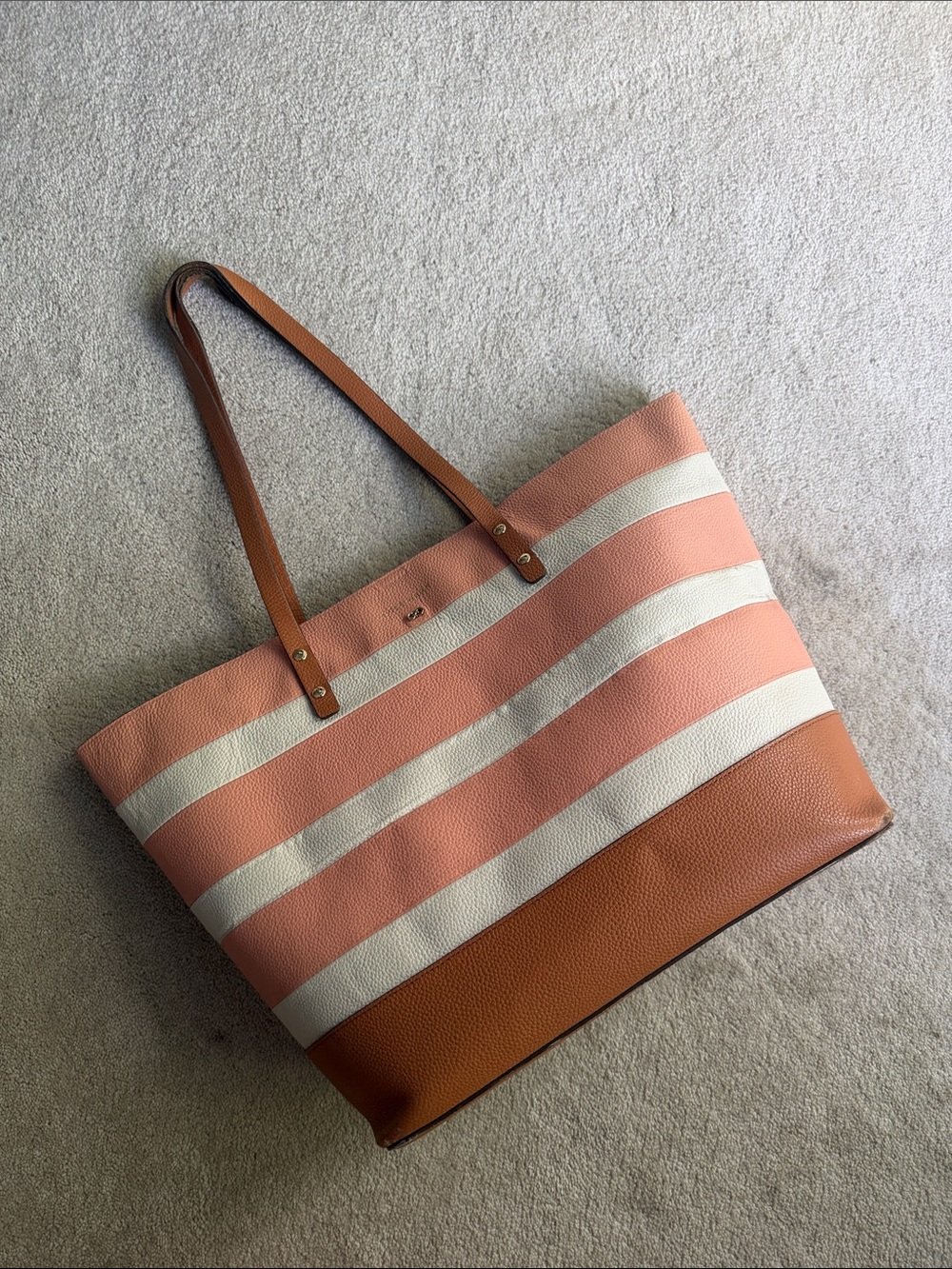 Striped Cole Haan Leather Beckett Tote